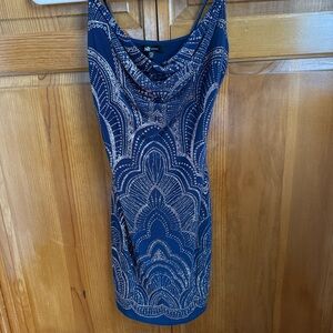 INC International Concepts Navy and Beige Mini Dress